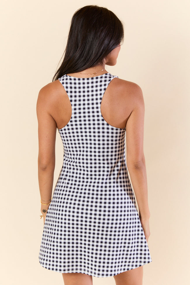 Kick It With Me Black Gingham Active Dress With Pull Down Shorts