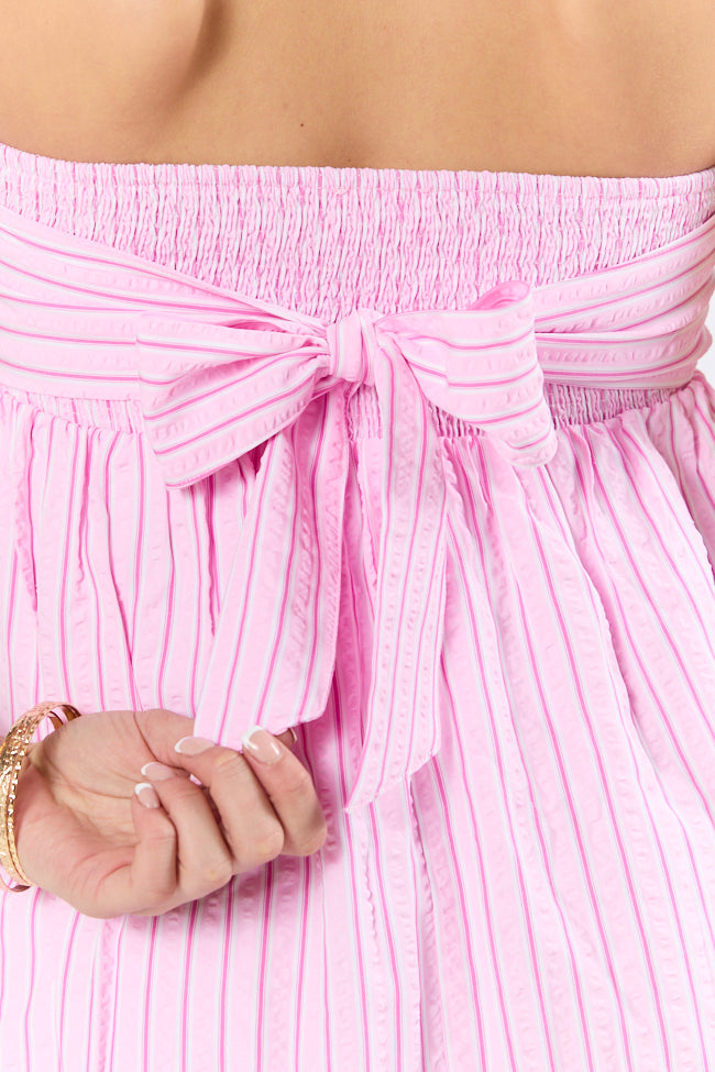 Dancin' Down The Shore Strapless Striped Mini Dress