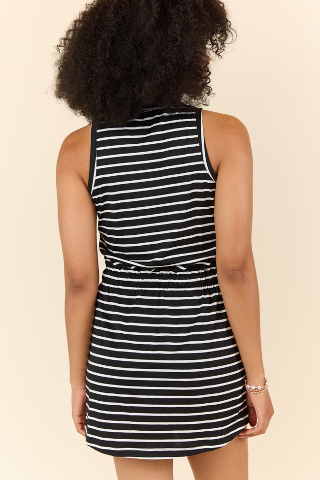 Follow Suit Black and White Casual Striped Mini Dress