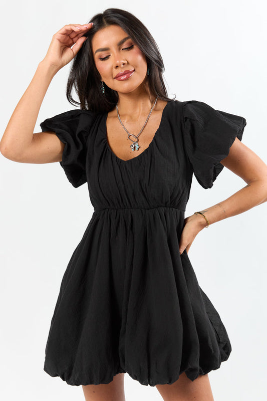 Almost Daylight Black Bubble Hem Mini Dress SALE