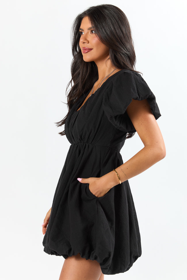 Almost Daylight Black Bubble Hem Mini Dress SALE