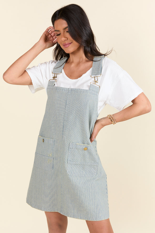 The Shelley Striped Overall Dress Holley Gabrielle X Pink Lily