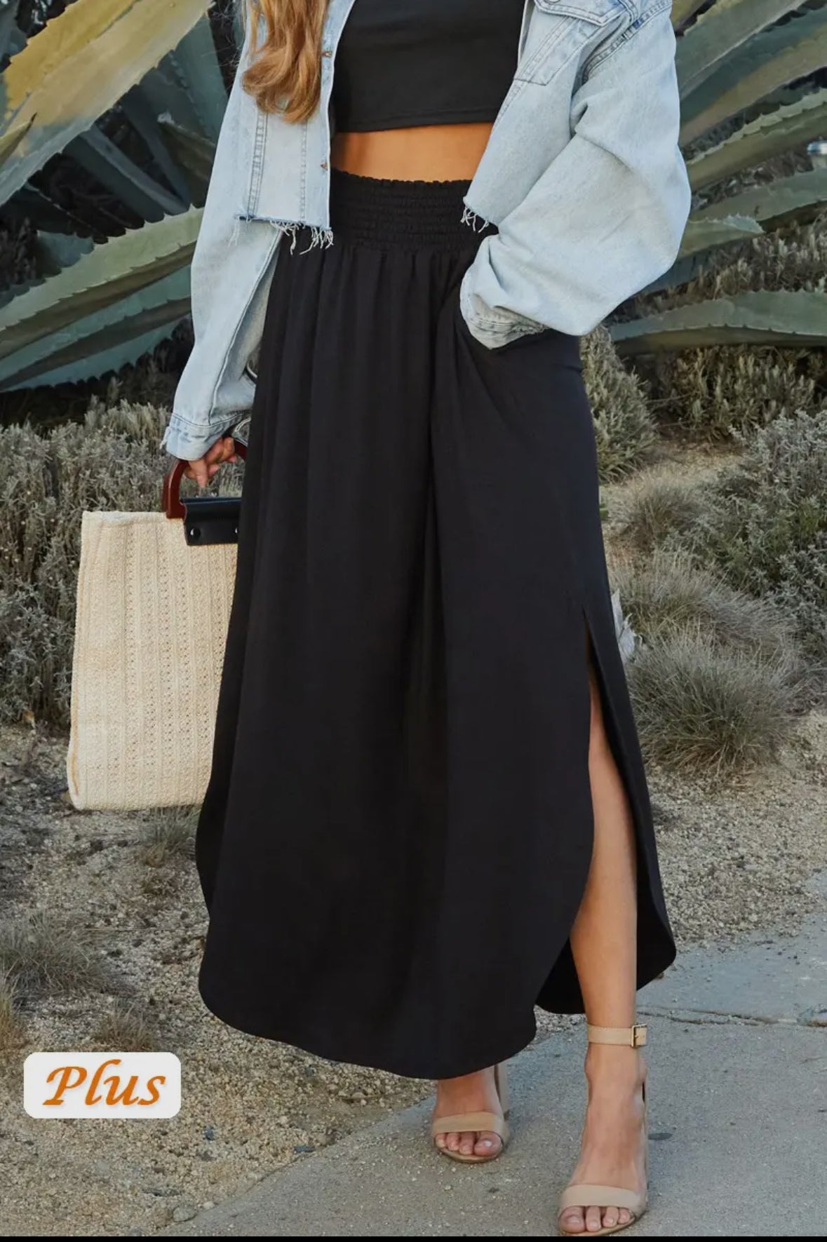 Smock Waist Maxi Skirt