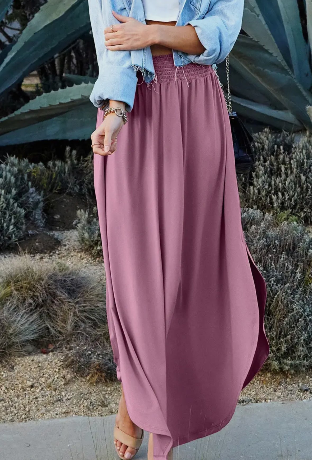 Smock Waist Maxi Skirt