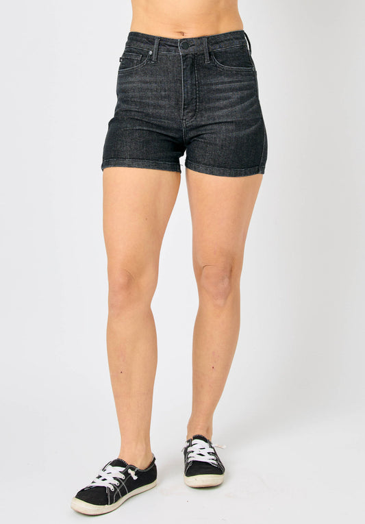Judy Blue Tummy Control Washed Black Shorts