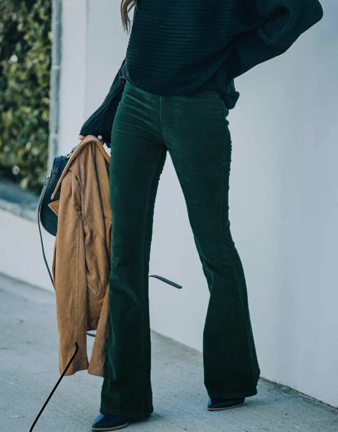 High Rise Thin Stripe Corduroy Flare (2 colors)