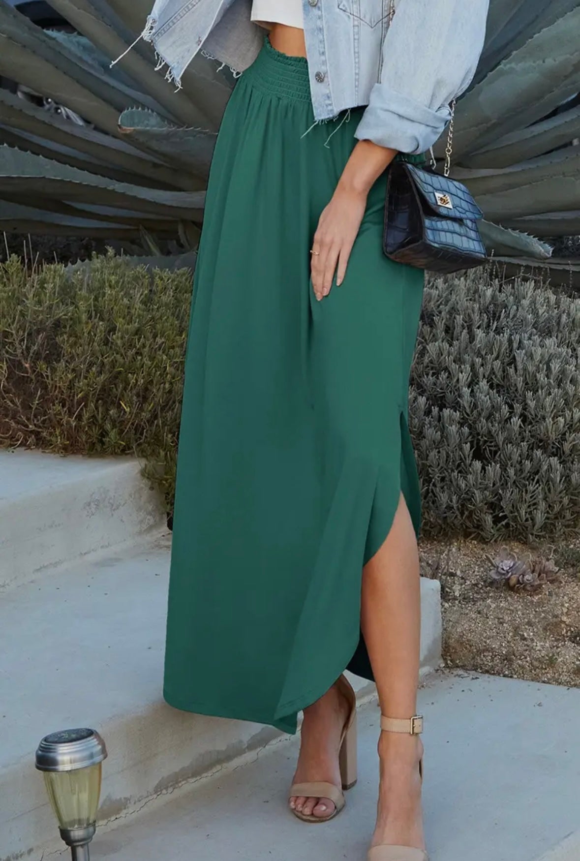 Smock Waist Maxi Skirt