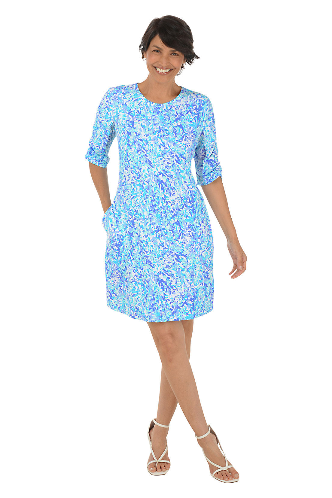 Climbing Vines Cooling UPF50+ Ruched Sleeve Dress