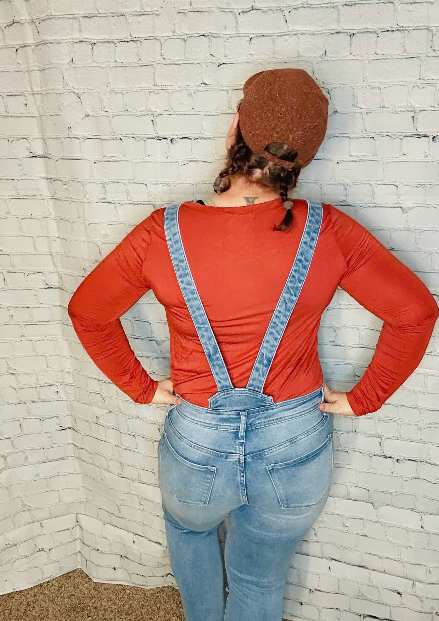 Distressed Raw Edge Cuffed Mom Overall